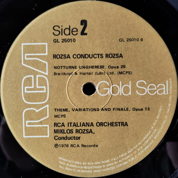 Miklós Rózsa - Miklós Rózsa, RCA Italiana Symphony Orchestra : Overture To A Symphony Concert (Rozsa Conducts Rozsa) (LP, RE)