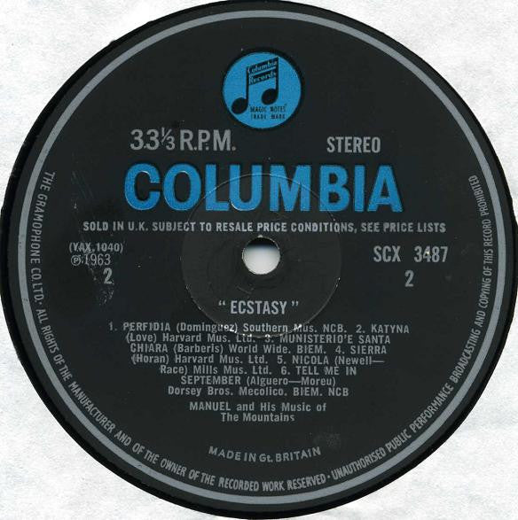 Manuel And His Music Of The Mountains : Ecstasy (LP, Album, RE)