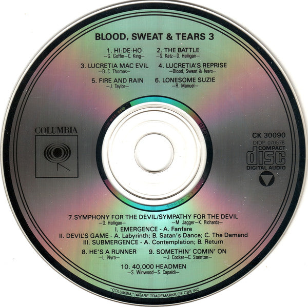Blood, Sweat And Tears : Blood, Sweat & Tears 3 (CD, Album, RE, RP)