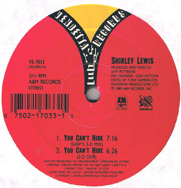 Shirley Lewis : You Can't Hide (12", Maxi)