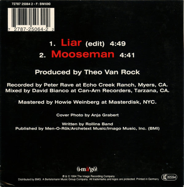 Rollins Band : Liar (CD, Single, Car)