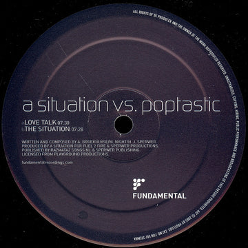 A Situation Vs. Poptastic : Love Talk / The Situation (12")