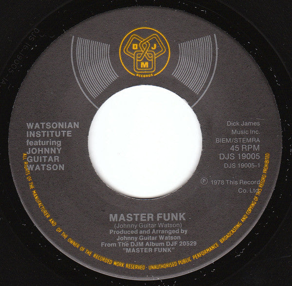 Watsonian Institute Featuring Johnny Guitar Watson : Master Funk (7", Single)