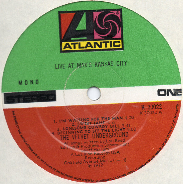 The Velvet Underground : Live At Max's Kansas City (LP, Album, Mono)