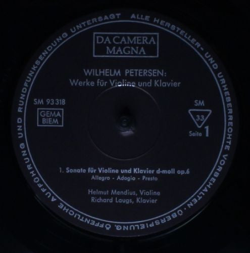 Wilhelm Petersen - Helmut Mendius, Richard Laugs : Werke Für Violine Und Klavier (2xLP)