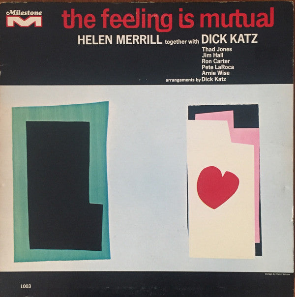 Helen Merrill Together With Dick Katz : The Feeling Is Mutual (LP, Album, Mono)