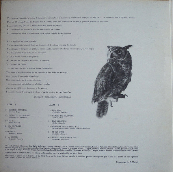 Voces Universitarias De Honduras : Volumen  3 "Canten Conmigo" (LP, Album)
