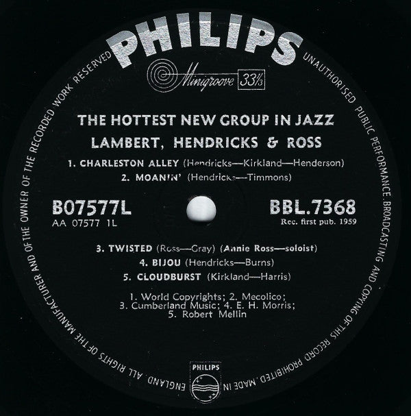 Lambert, Hendricks & Ross : The Hottest New Group In Jazz (LP, Album, Mono)