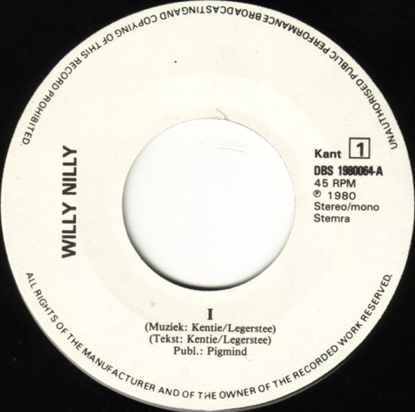 Willy Nilly : I & Mycofyta (7", Single)