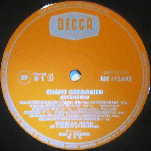 Chœur Des Moines De L'Abbaye Saint-Pierre De Solesmes : Chant Grégorien • Ascension / Assumption (LP, Album)