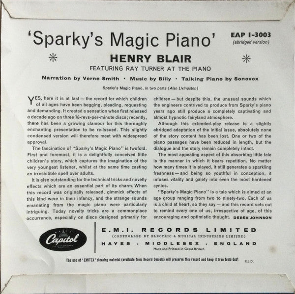 Henry Blair Featuring Ray Turner : Sparky's Magic Piano (7", EP, Mono)