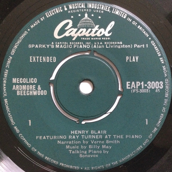 Henry Blair Featuring Ray Turner : Sparky's Magic Piano (7", EP, Mono)