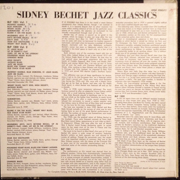 Sidney Bechet : Jazz Classics Volume 1 (LP, Album, Mono, RP)