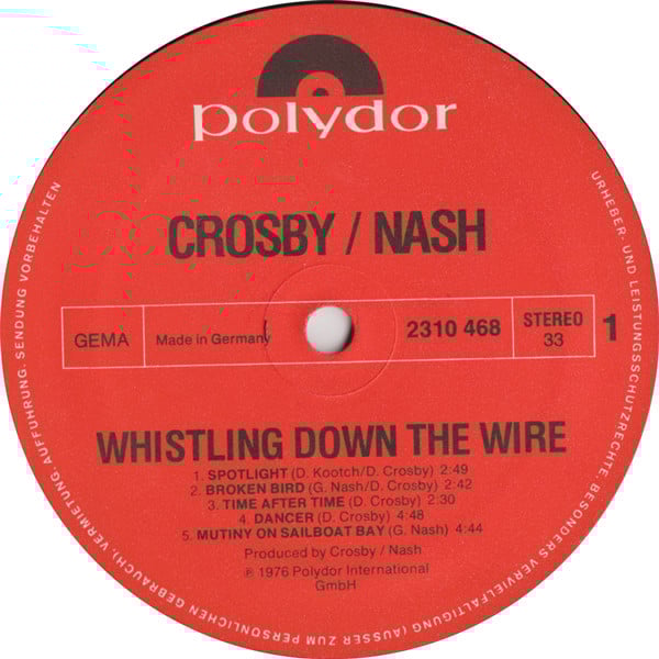 Crosby & Nash : Whistling Down The Wire (LP, Album)