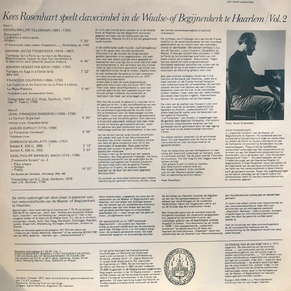 Kees Rosenhart : Speelt Clavecimbel In De Waalse - Of Begijnenkerk Te Haarlem / Vol. 2 (LP, Album)