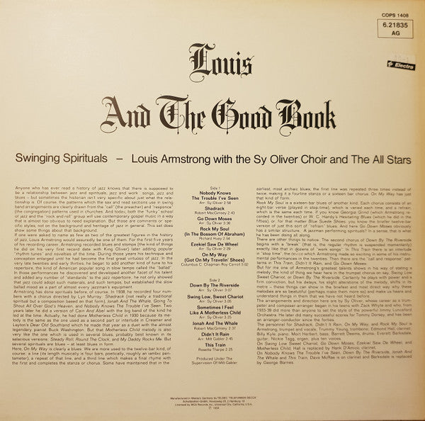 Louis Armstrong And His All-Stars With The Sy Oliver Choir : Louis And The Good Book (LP, Album, RE)