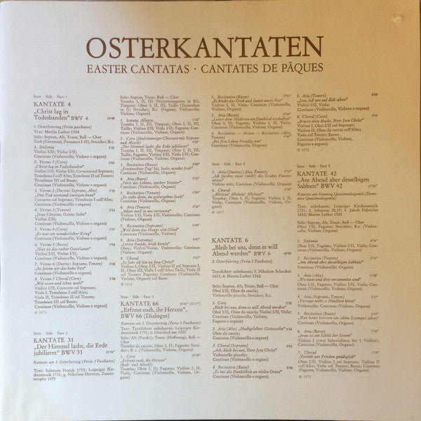 Johann Sebastian Bach - Nikolaus Harnoncourt, Gustav Leonhardt : Osterkantaten • Easter Cantatas • Cantates De Pâques (5xLP, Comp + Box)