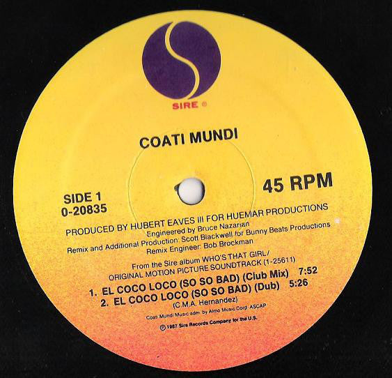 Coati Mundi : El Coco Loco (So So Bad) (12", Maxi)
