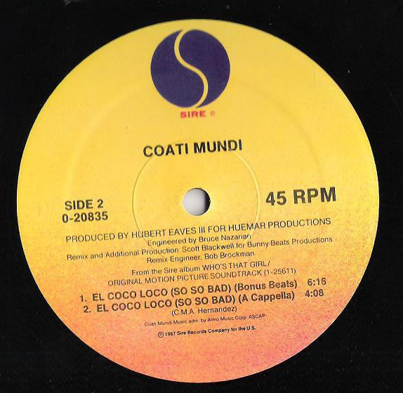 Coati Mundi : El Coco Loco (So So Bad) (12", Maxi)