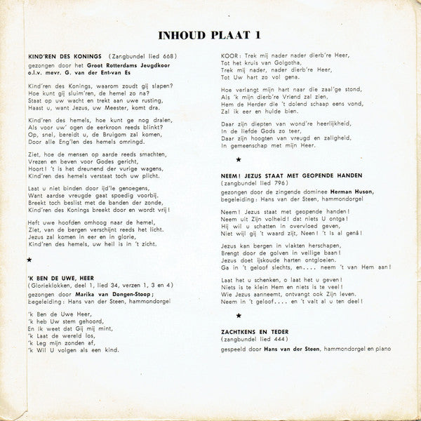 Klaas En Riek Post : Psalmen In De Nacht (7", EP)