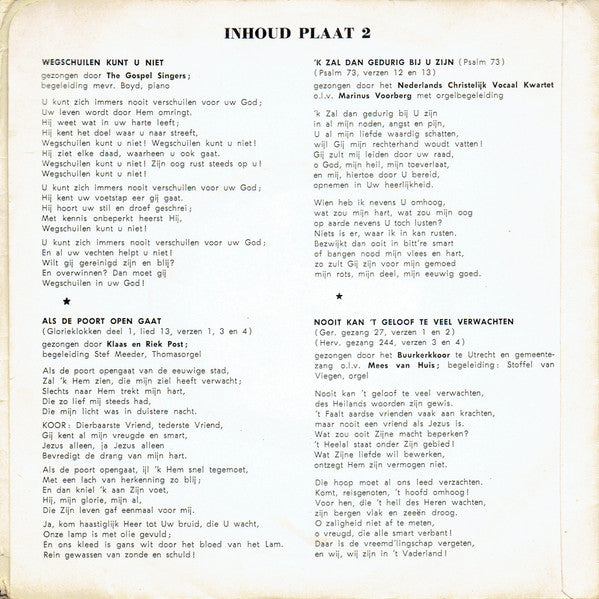 Klaas En Riek Post : Psalmen In De Nacht (7", EP)