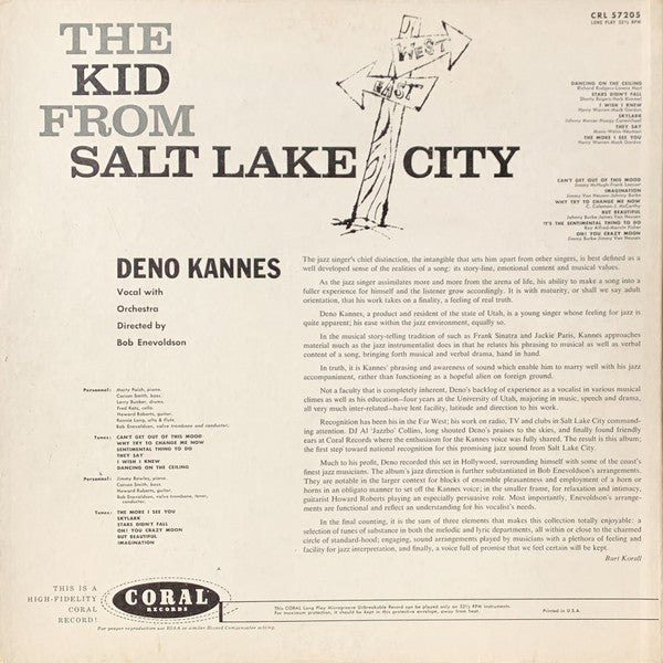 Deno Kannes : The Kid From Salt Lake City (LP, Album, Mono, Promo)