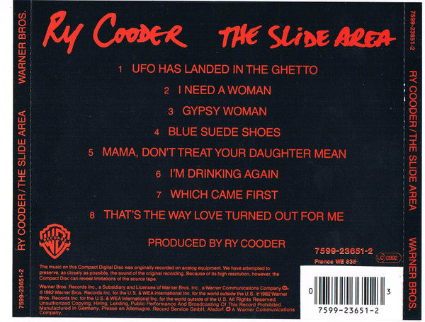 Ry Cooder : The Slide Area (CD, Album, RE)