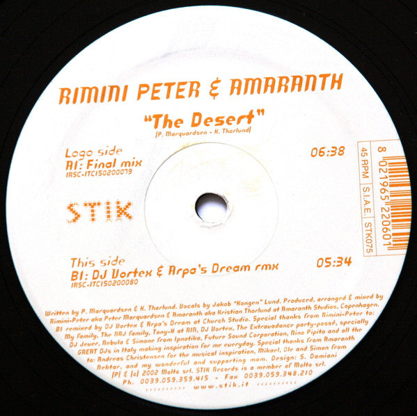 Rimini Peter & Amaranth : The Desert (12")