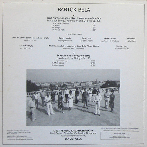 Béla Bartók - Liszt Ferenc Chamber Orchestra, János Rolla : Divertimento / Music For Strings, Percussion And Celesta (LP, Album)