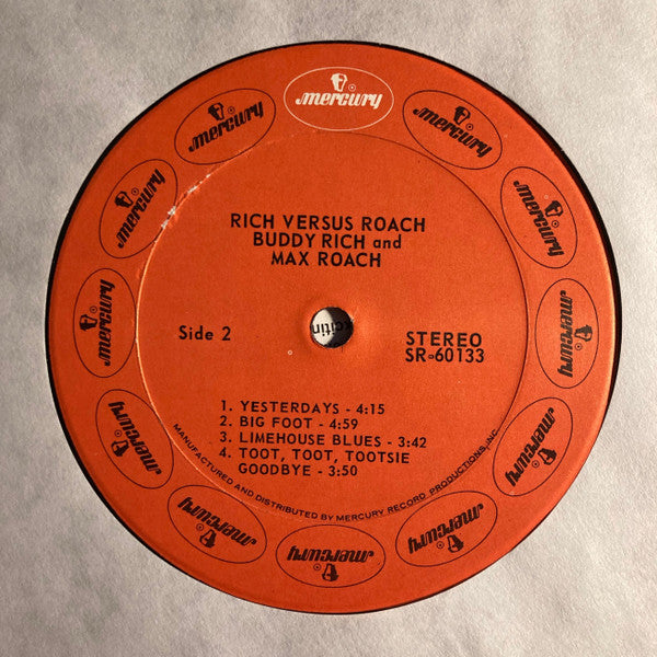 Buddy Rich And Max Roach : Rich Versus Roach (LP, Album, RE)