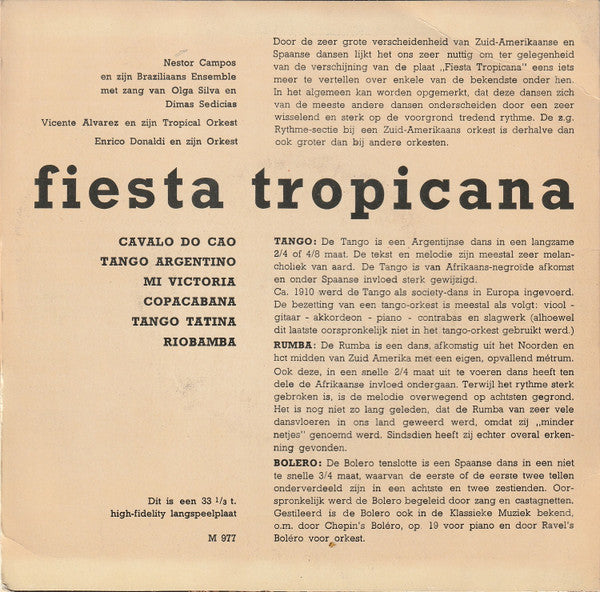Various : Fiesta Tropicana (Dances From South America) (7", Mono)