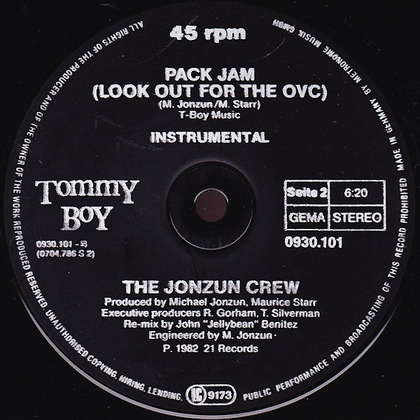 The Jonzun Crew : Pack Jam (Look Out For The OVC) (12", Maxi)