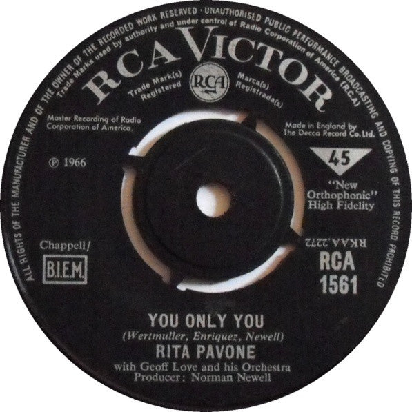Rita Pavone : You Only You  (7", Single)