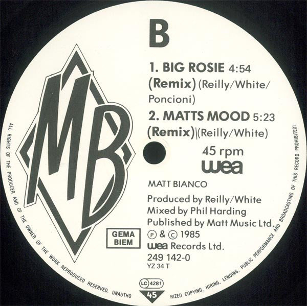Matt Bianco : More Than I Can Bear (Remix) (12")