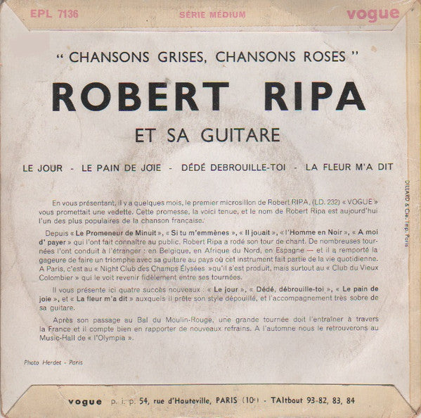 Robert Ripa : Chansons Grises, Chansons Roses (7", EP)