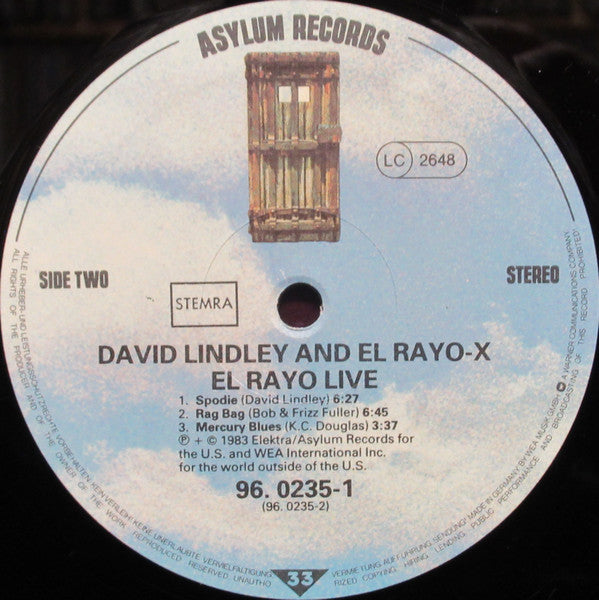 David Lindley And El Rayo-X : El Rayo Live (LP, Album)