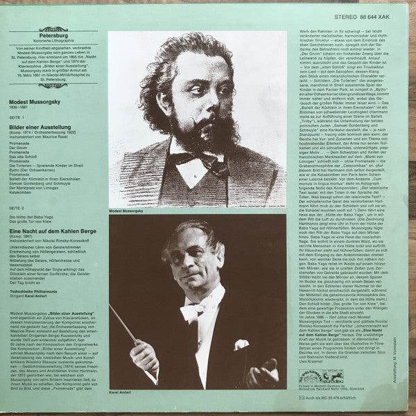 Modest Mussorgsky - The Czech Philharmonic Orchestra, Karel Ančerl : Bilder Einer Ausstellung / Eine Nacht Auf Dem Kahlen Berge (LP)