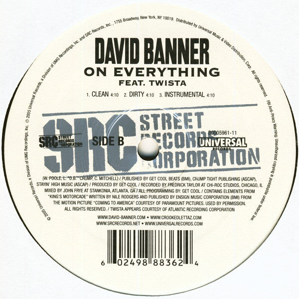David Banner : Touching / On Everything (12")