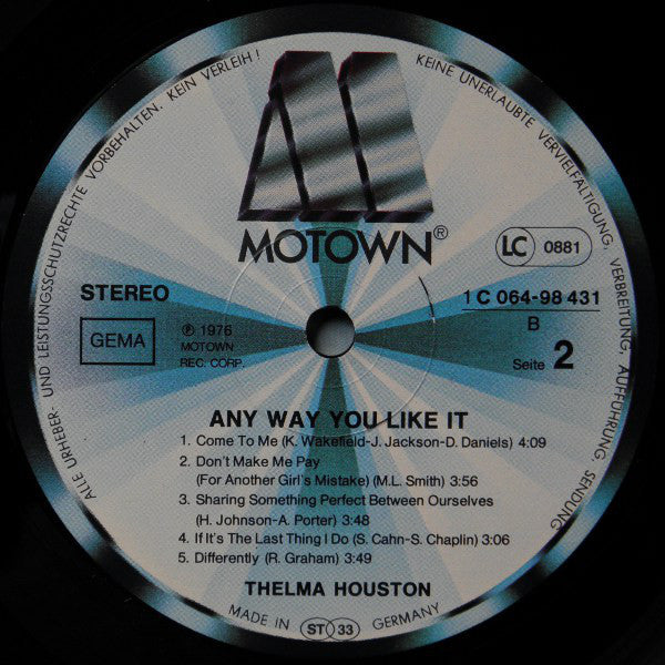 Thelma Houston : Any Way You Like It (LP, Album)