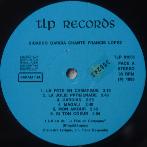 Ricardo Garcia (4) : Ricardo Garcia Chante Francis Lopez (LP, Album)