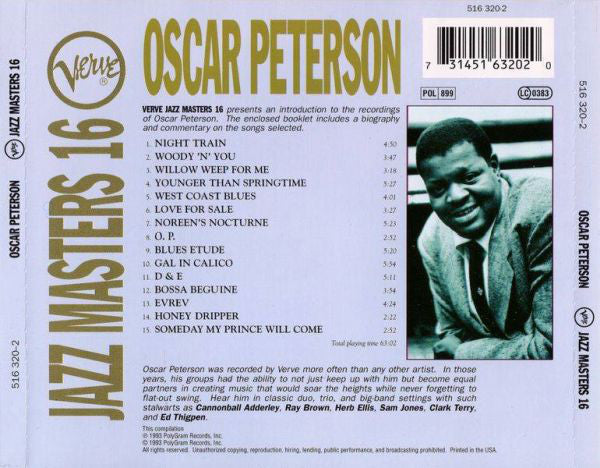 Oscar Peterson : Verve Jazz Masters 16 (CD, Comp)