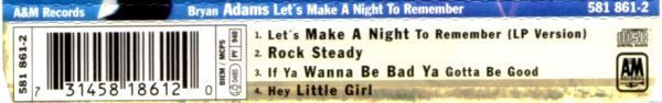 Bryan Adams : Let's Make A Night To Remember (CD, Maxi)