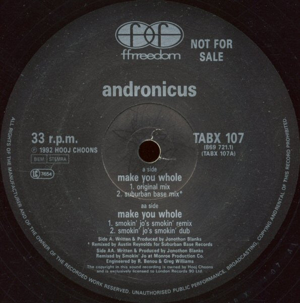 Andronicus : Make You Whole (12", Promo)
