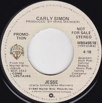 Carly Simon : Jesse (7", Single, Mono, Promo, Los)