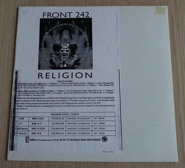 Front 242 : Religion (12", Promo, W/Lbl)