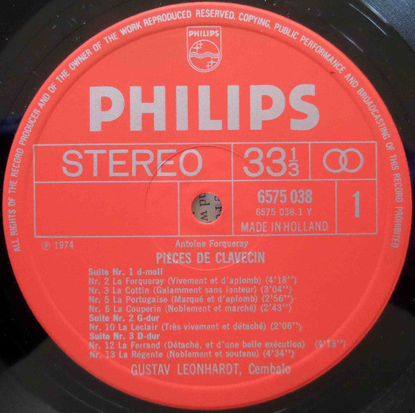 Antoine Forqueray - Gustav Leonhardt : Pièces De Clavecin (LP, Album)