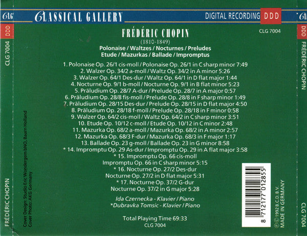 Frédéric Chopin : Polonaise / Waltzes / Nocturnes / Preludes / Etude / Mazurkas / Ballade / Impromptus (CD)