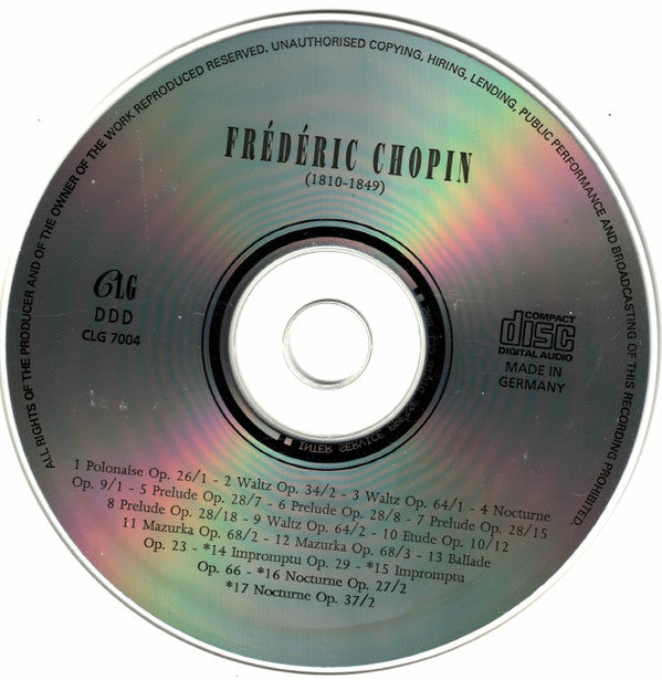 Frédéric Chopin : Polonaise / Waltzes / Nocturnes / Preludes / Etude / Mazurkas / Ballade / Impromptus (CD)