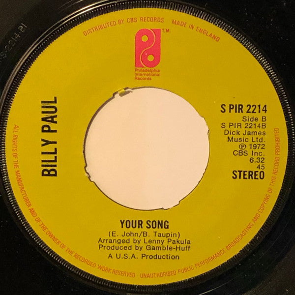 Billy Paul : Me And Mrs Jones (7", Single, Mono, RE, 4-p)