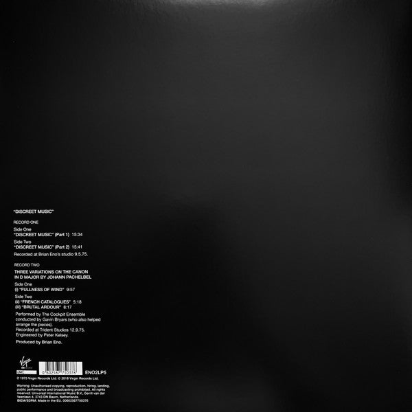 Brian Eno : Discreet Music (2x12", Album, Ltd, RE, Hal)